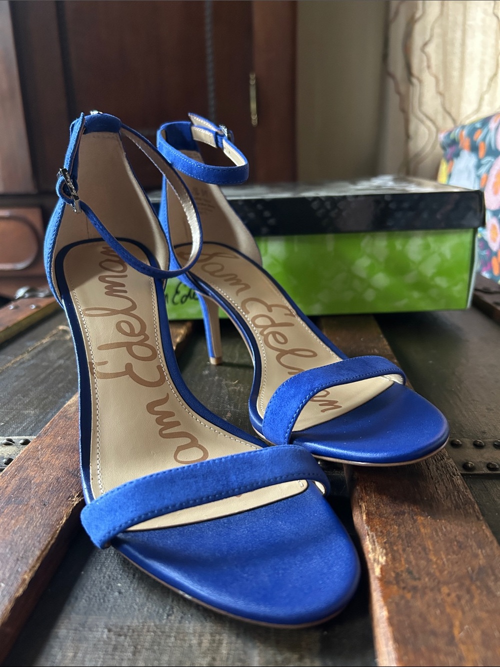 Sam Edelman Cobalt Blue Ankle-Strap Stiletto Sandals